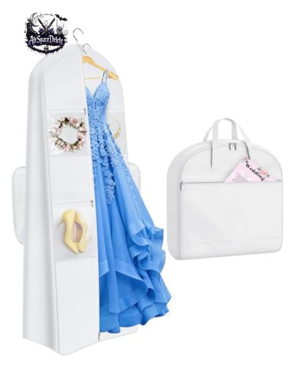 70" Wedding Dress Garment Bag 2-in-1 Travel Oxford with 5 Accessory Pockets